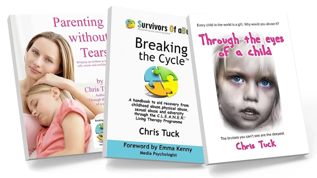 Three books written by Chris Tuck, Author - Parenting without Tears, Breaking the Cycle and Through the eyes of a child.